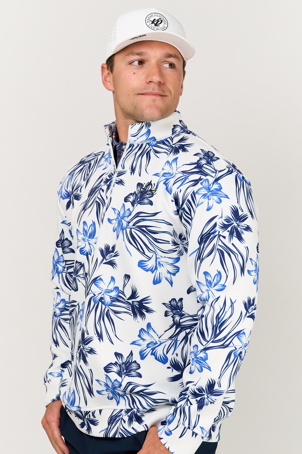PIASPORTS ホワイト パネルデザイン シャツ Wailea Performance Q-Zip | Kaipar Clothing | Hawaiian Golf Shirts
