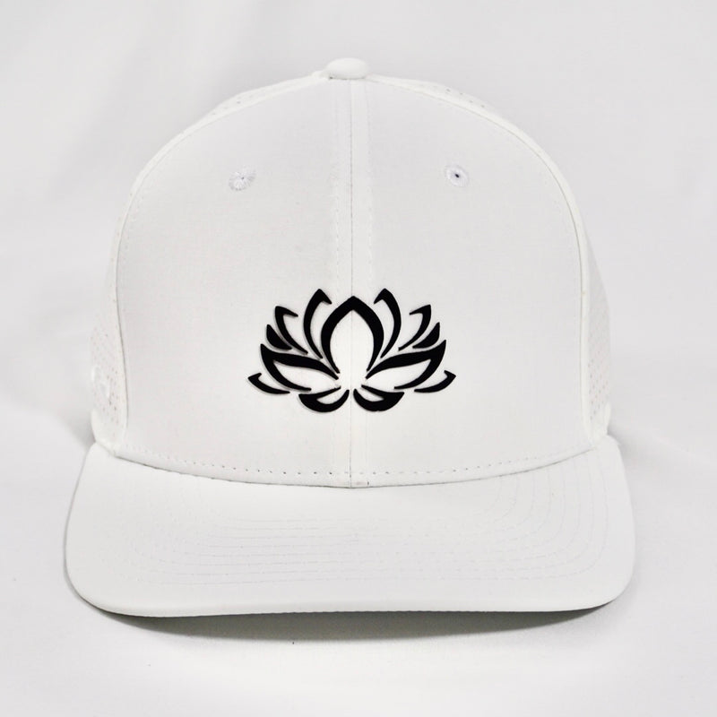 White Low Crown Laser Perforated Tri-Tech Hat