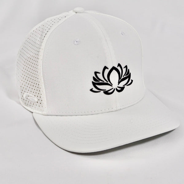 White Low Crown Laser Perforated Tri-Tech Hat